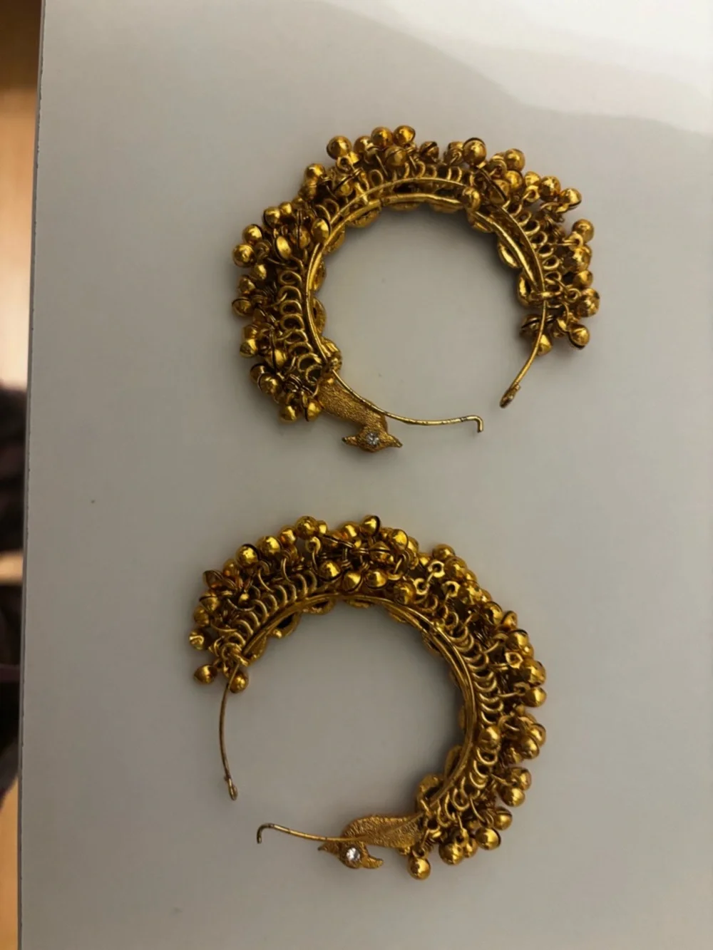 Gold-Tone Hoop Earrings with Red & Green Stone Accents missing stone